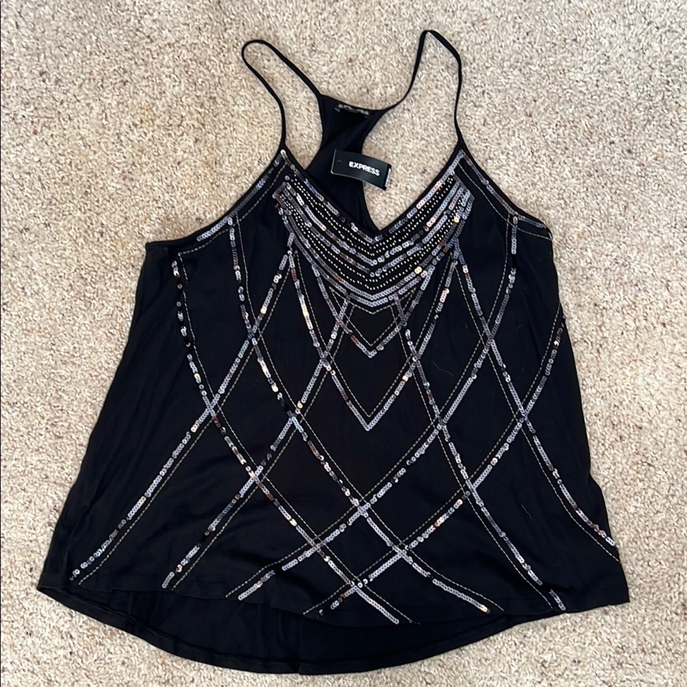 Express Black and Silver Women's Top